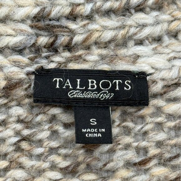 Talbots Open Front Knit Cardigan Sweater Chunky Shawl Collar Wool Alpaca Size S - Picture 4 of 7